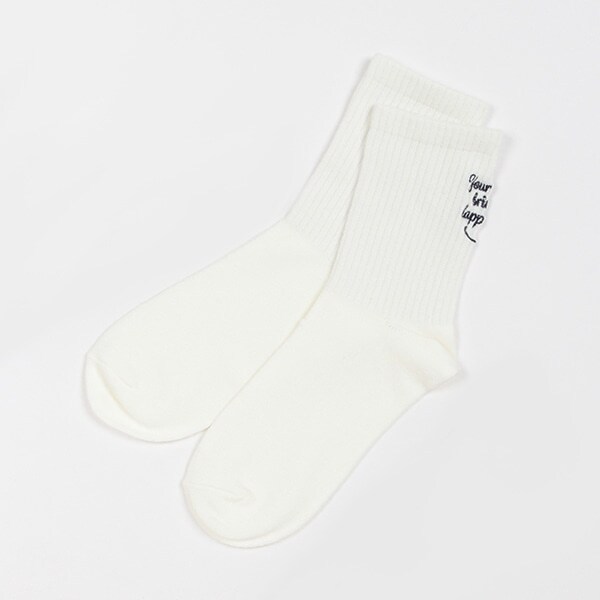 バック刺しゅうクルーソックス