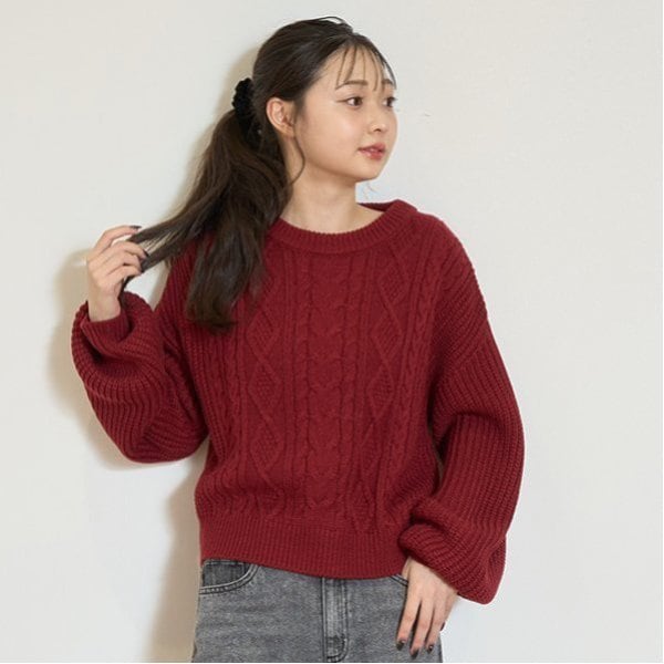 【GOODPRICE】ケーブルニットプルオーバー