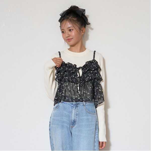 キャミつきリブニットセット