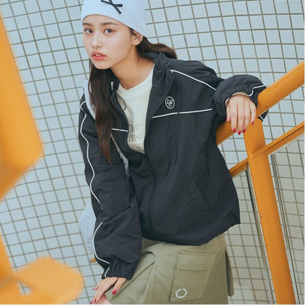 【撥水】パイピングナイロンブルゾン