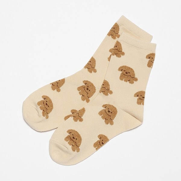 ワンチャン柄クルーソックス