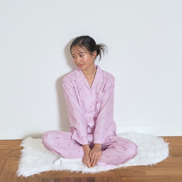 【ルームウェア/パジャマ】ベビーフリースニットシャツハート柄