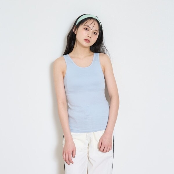 【ベーシック】【綿100％】パッドつきタンクトップ