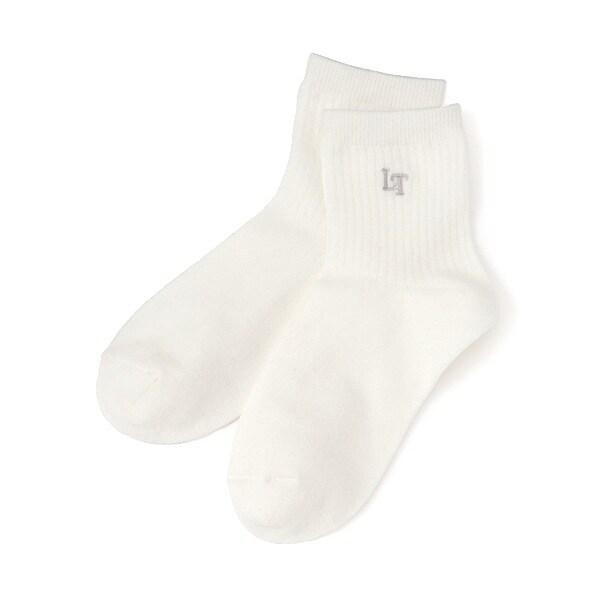 【ベーシック/あったか】刺しゅうクルーソックス