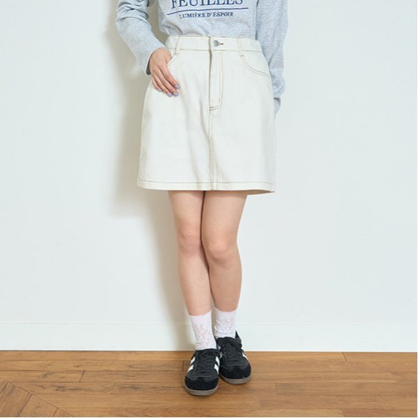 【ベーシック】【GOODPRICE】デニム・ツイル台形スカパン