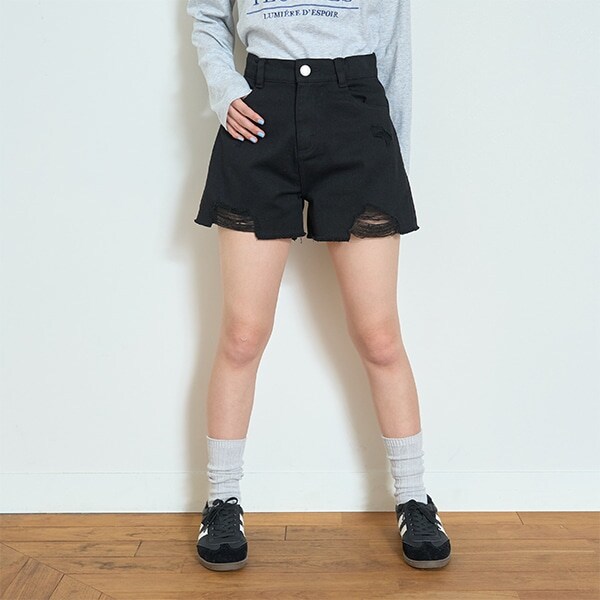 【LTXC】ダメージデニムショートパンツ