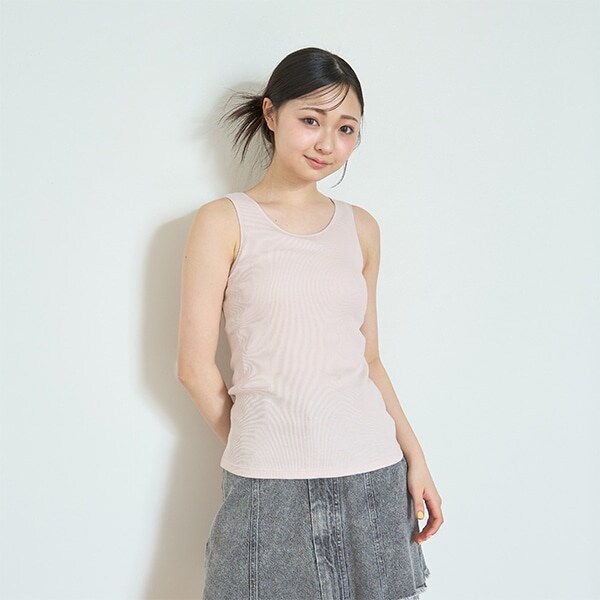 【ベーシック】【綿100％】テレコタンクトップ