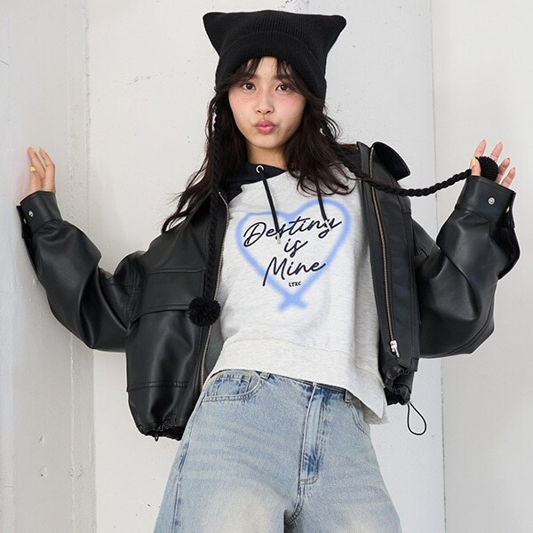 合皮ショートブルゾン