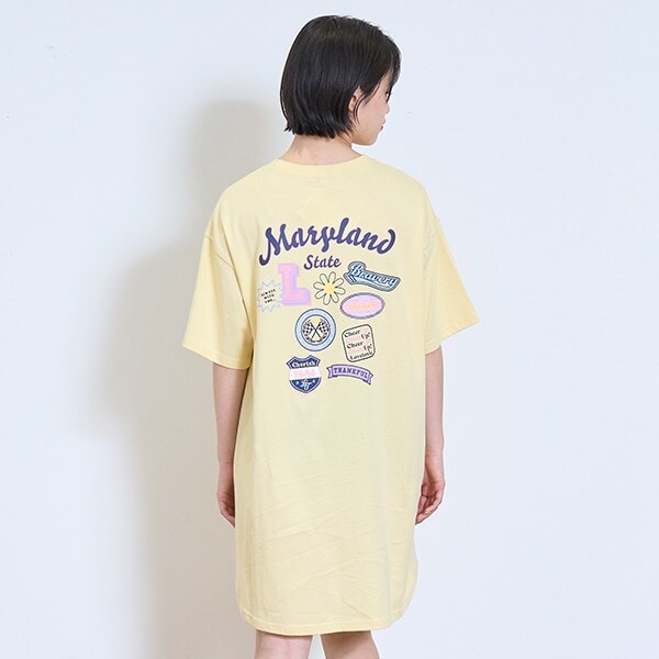 【接触冷感/ひんやり】【GOODPRICE】【綿100％】バックワッペンワンピ