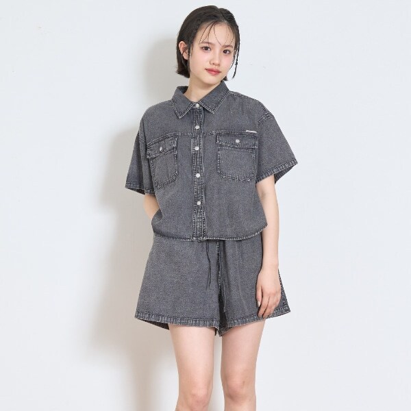 【綿100％】デニムシャツセットアップ