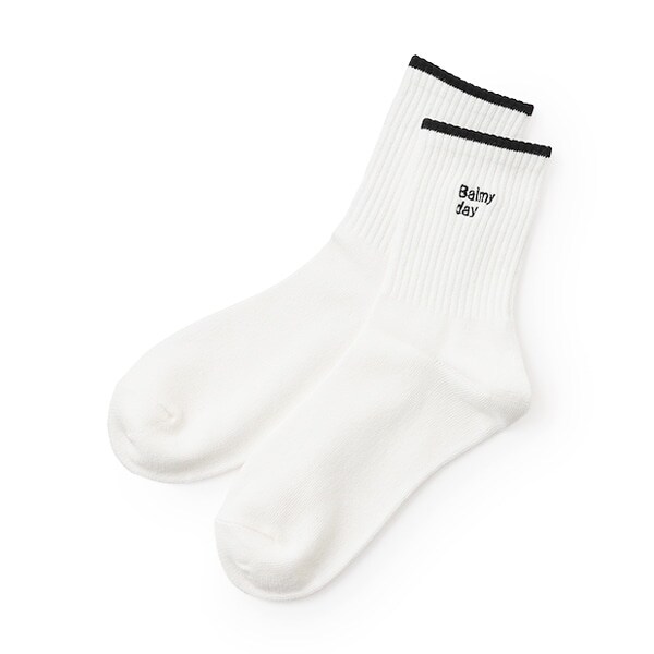 刺しゅうリブクルーソックス