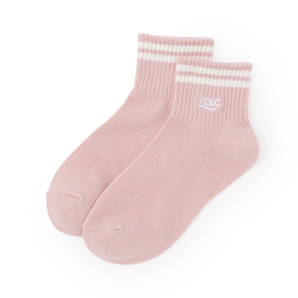 【抗菌防臭】ライン刺繍ロゴくるぶし丈ソックス
