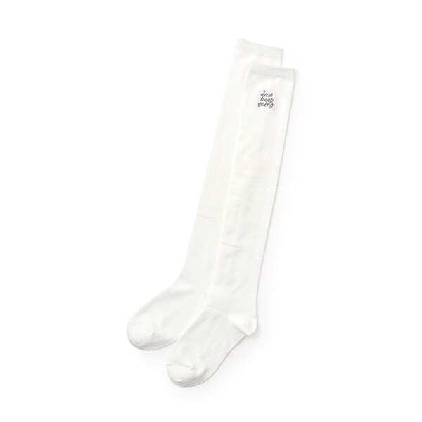 ロゴ刺繍ニーハイソックス