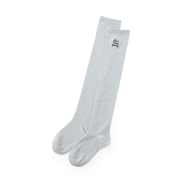 ロゴ刺繍ニーハイソックス