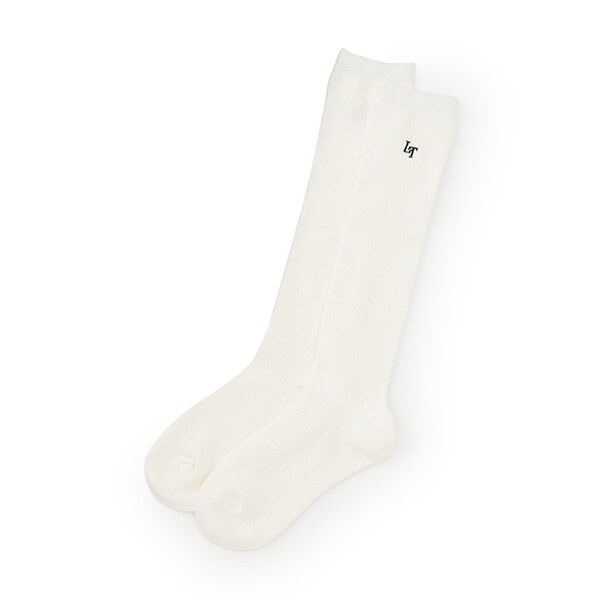 【BS】ワンポイント刺繍リブハイソックス