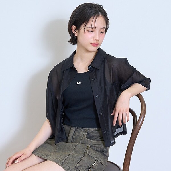 【接触冷感/ひんやり】半袖シアーシャツ