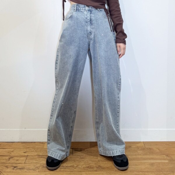 ストーンモチーフデニムパンツ