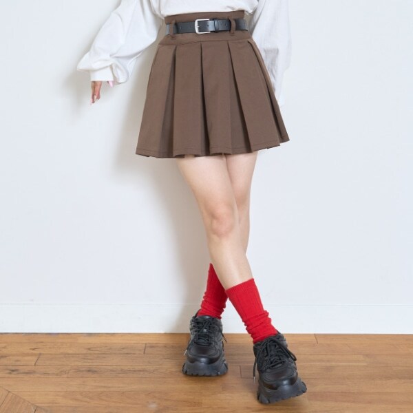 【GOODPRICE】【イージーケア】ベルトつきプリーツスカート
