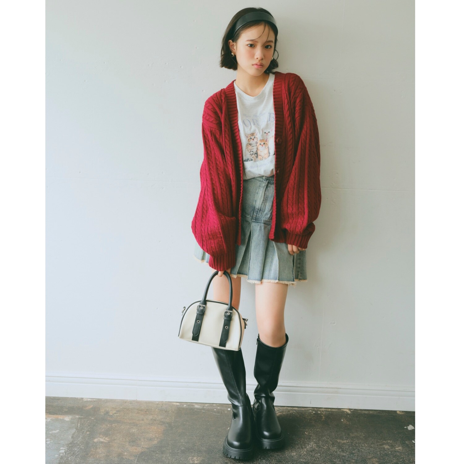 【GOODPRICE】ケーブルニットカーディガン