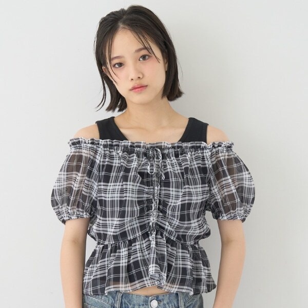 チェックオフショルインナーセット