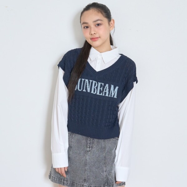 ニットレイヤードブラウス