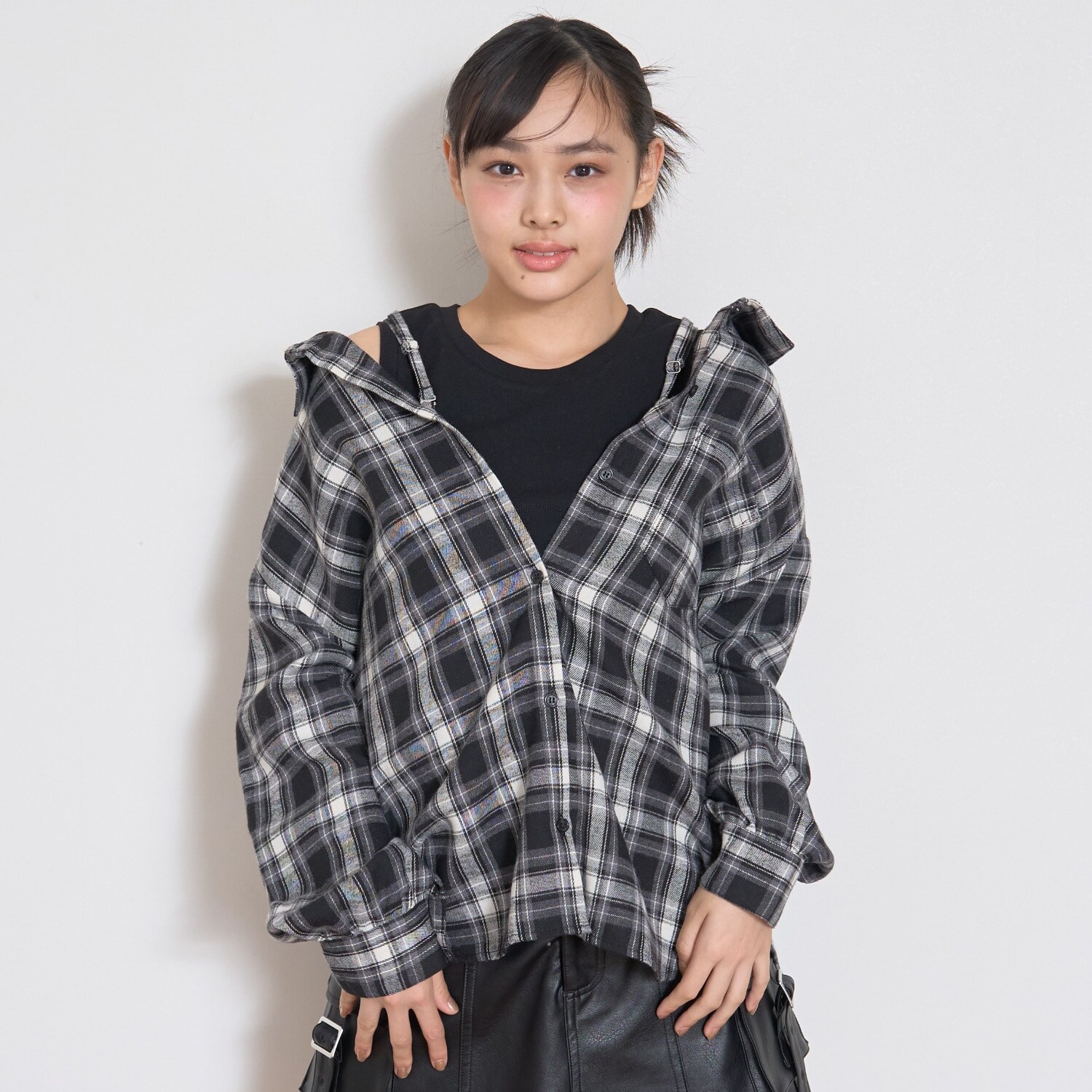 2WAY長袖チェックシャツSET