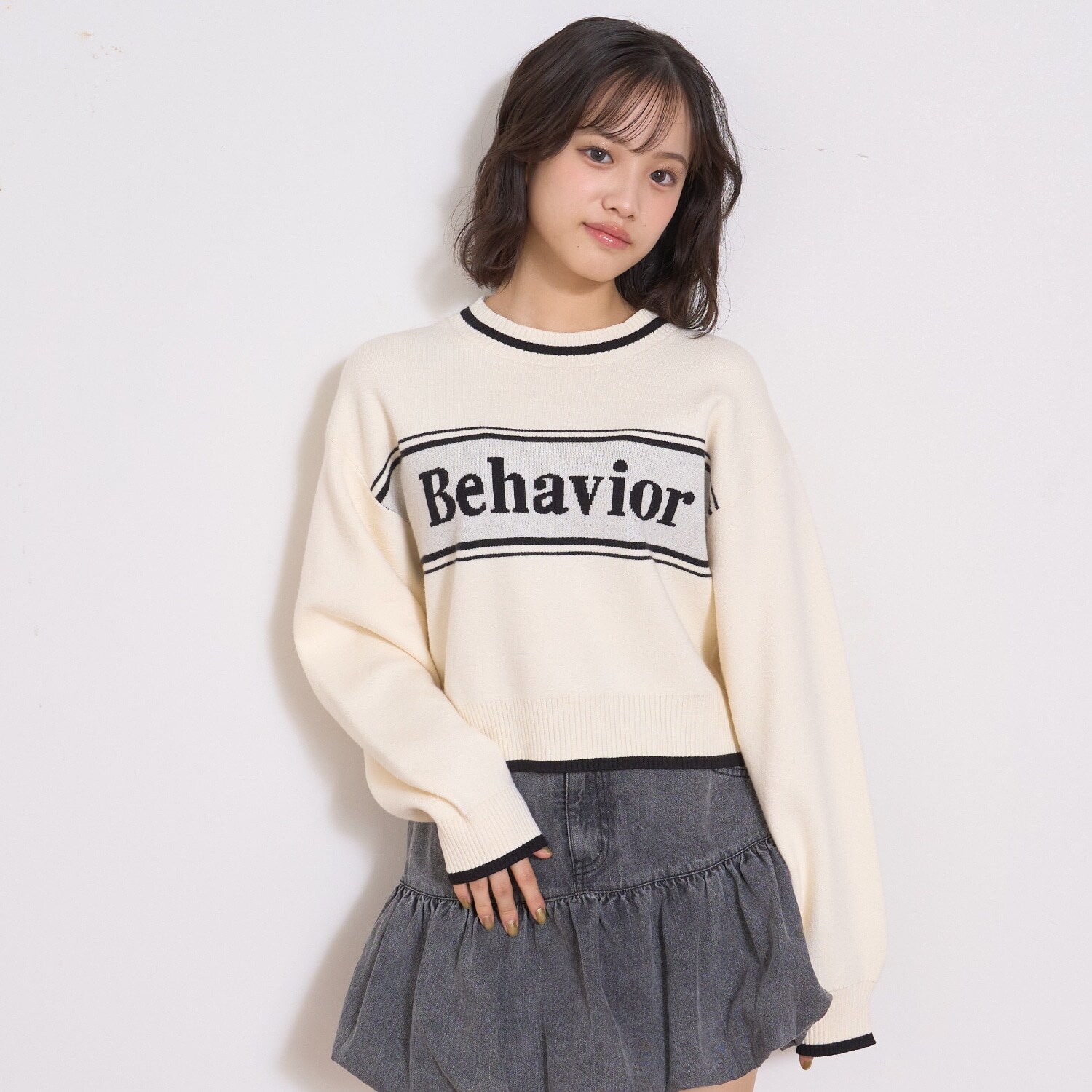 ロゴジャガードモチモチニット