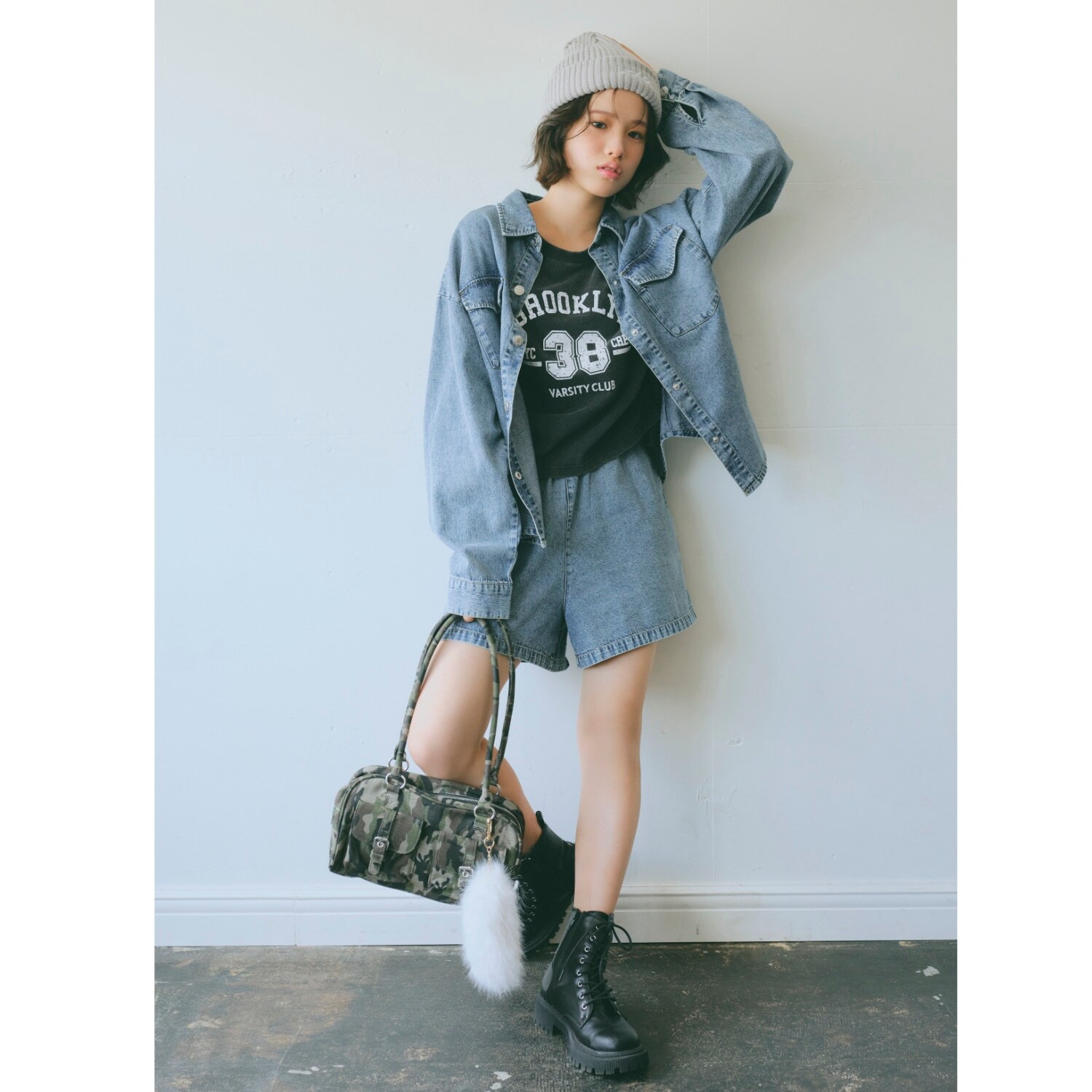 デニムシャツセットアップ