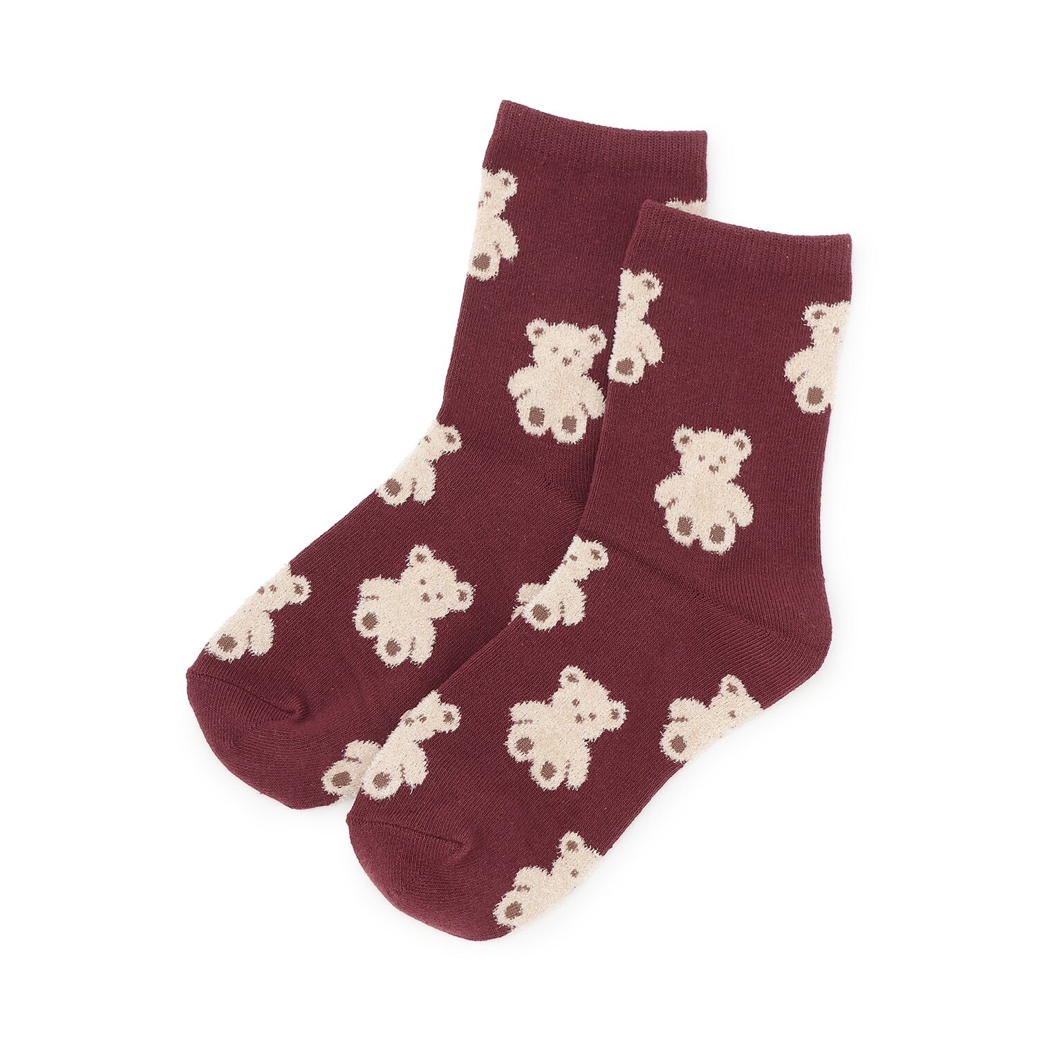 クマ総柄クルーソックス