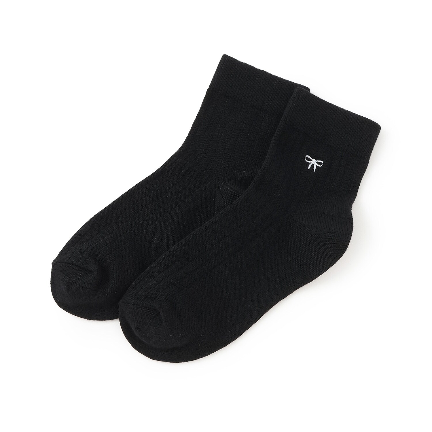 リボン刺しゅうクルーソックス