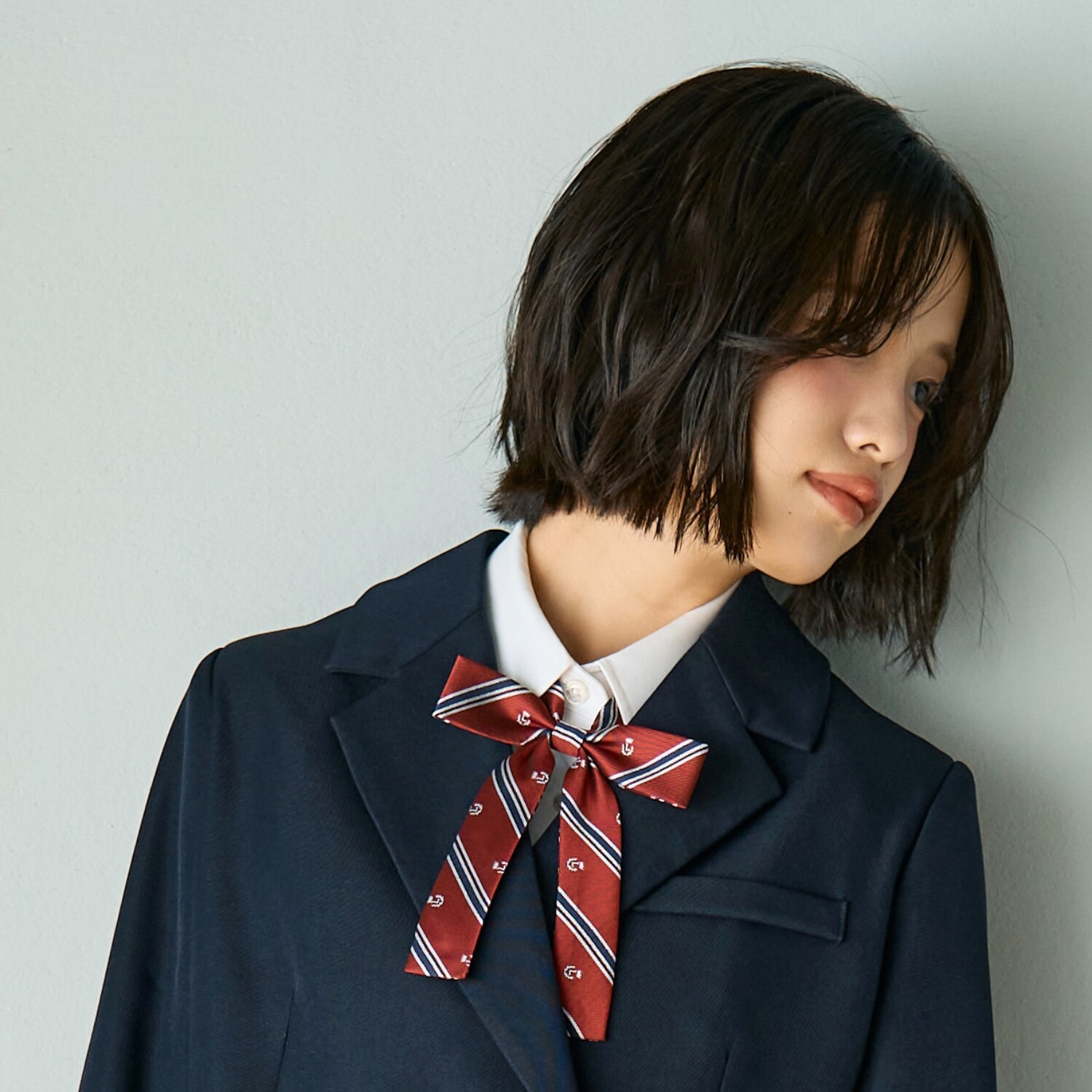 【卒服・セレモニー】レジメンタル柄細リボンタイ