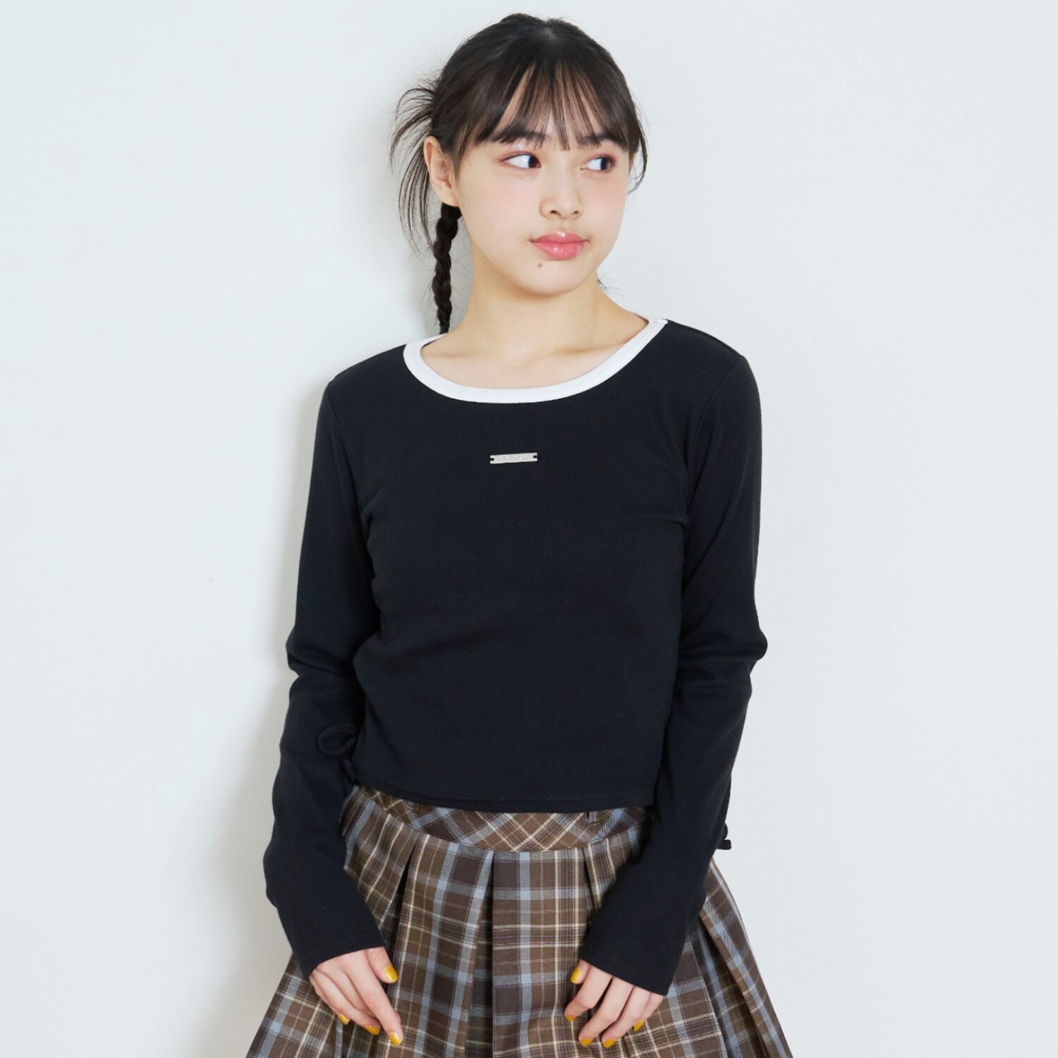 ドロストクロップドテレコ長袖T
