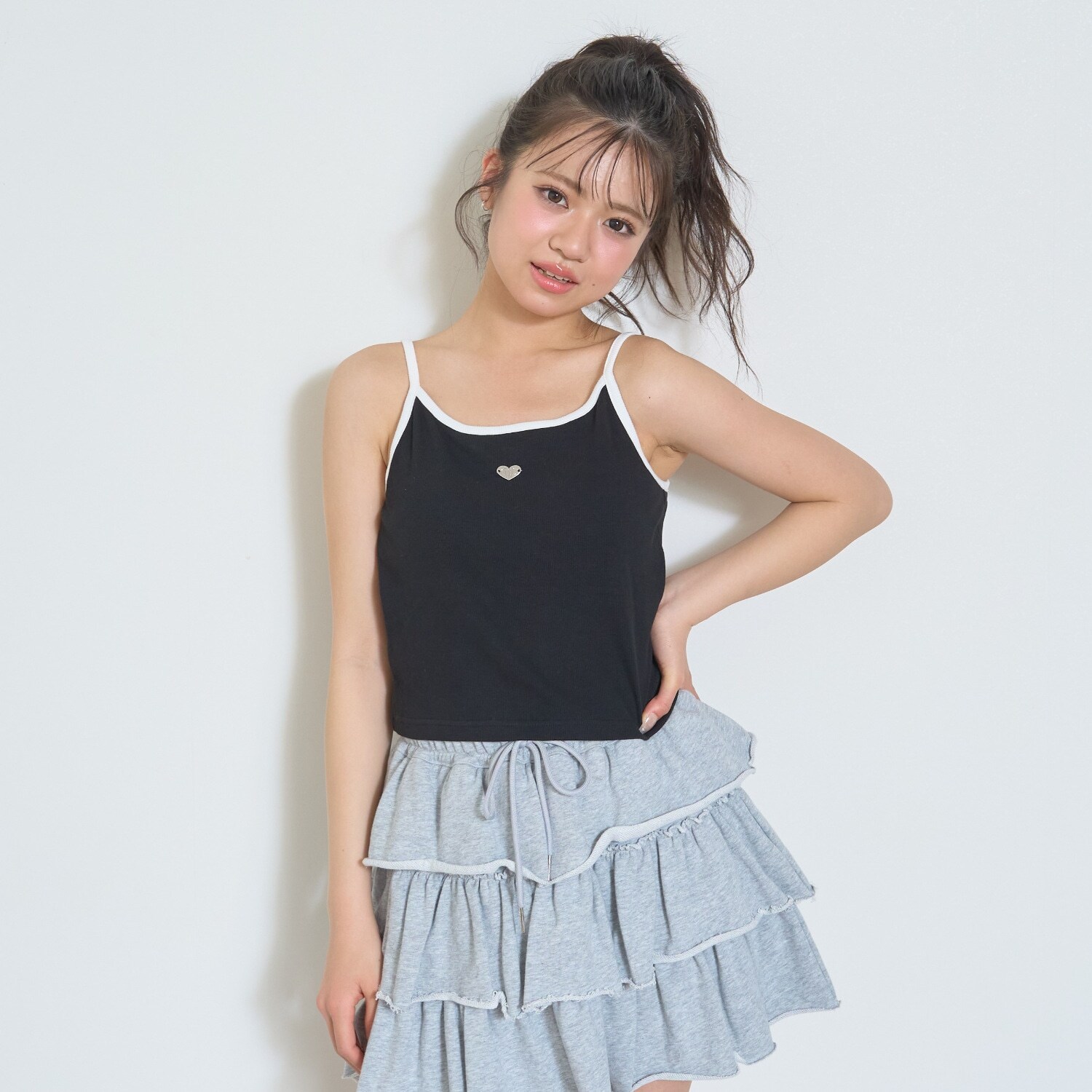 【抗菌防臭】カップつきパイピングキャミソール