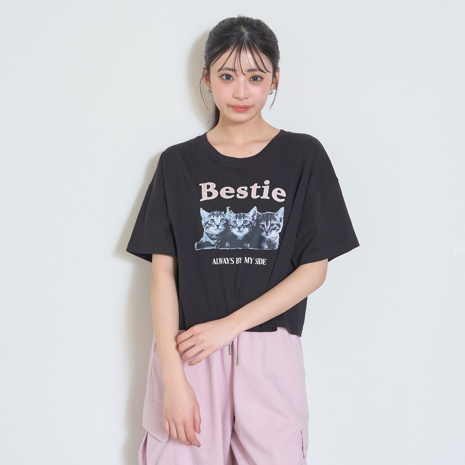 【綿100%】キャットモチーフフォト半T