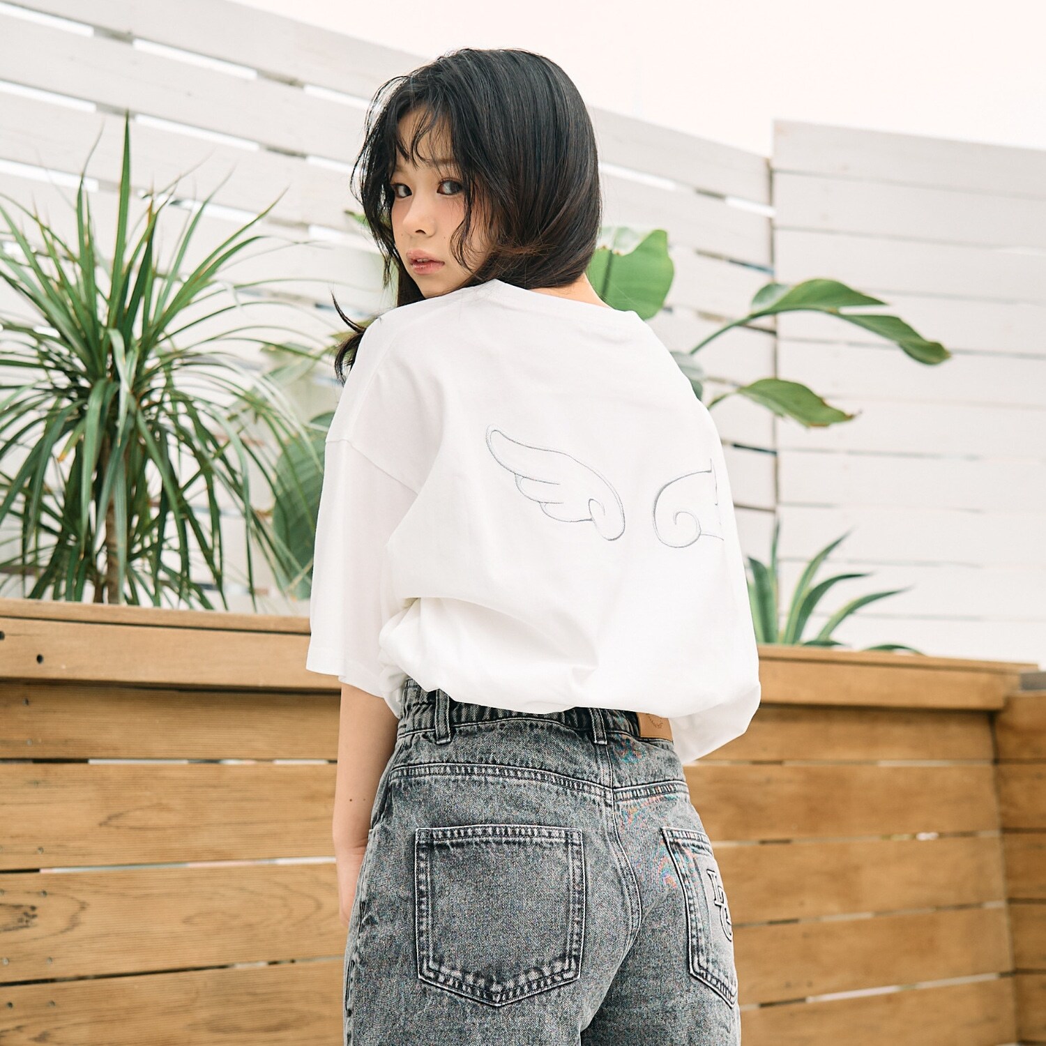 【綿100%】羽モチーフ半T