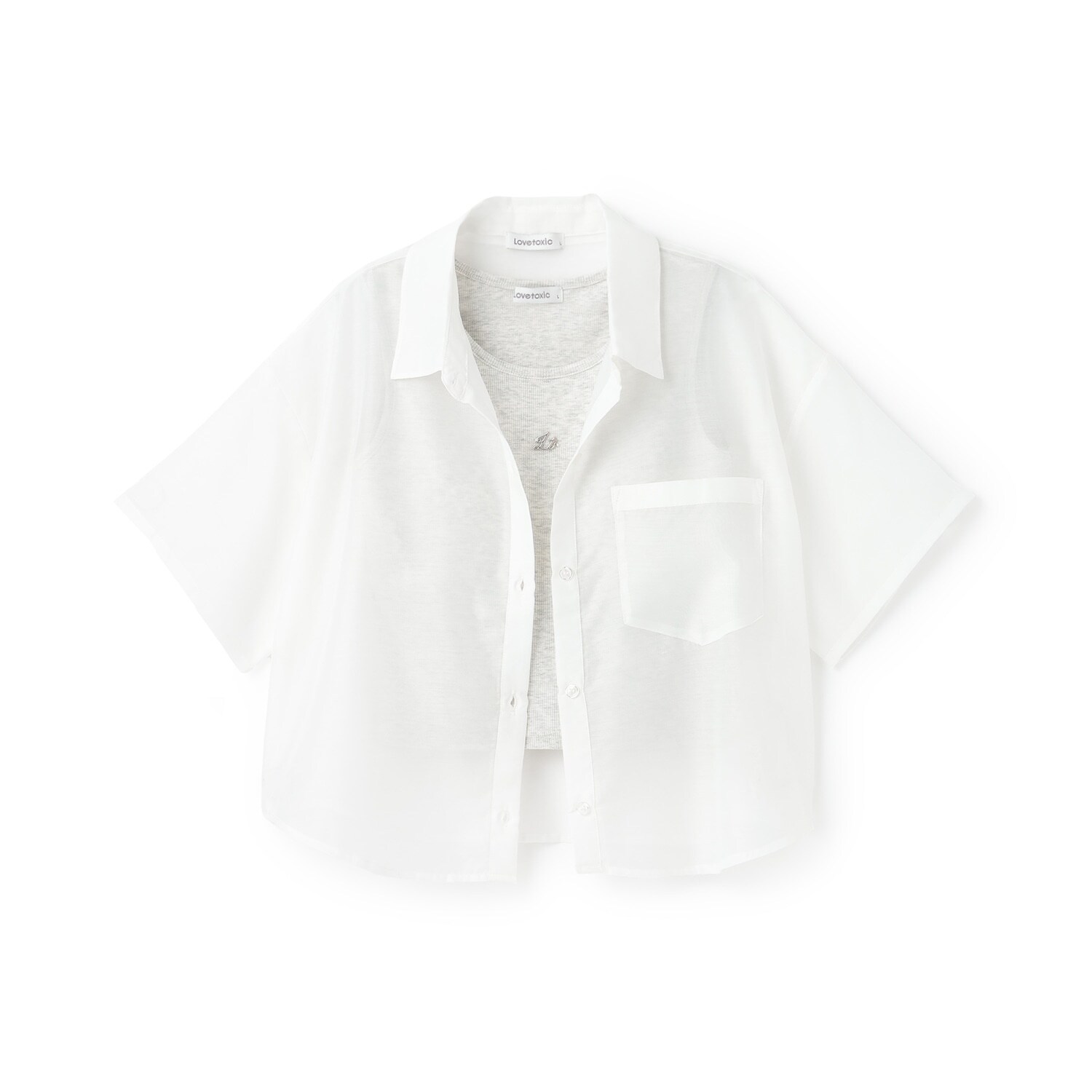 【吸水速乾】インナーつきシアークロップド半袖シャツ