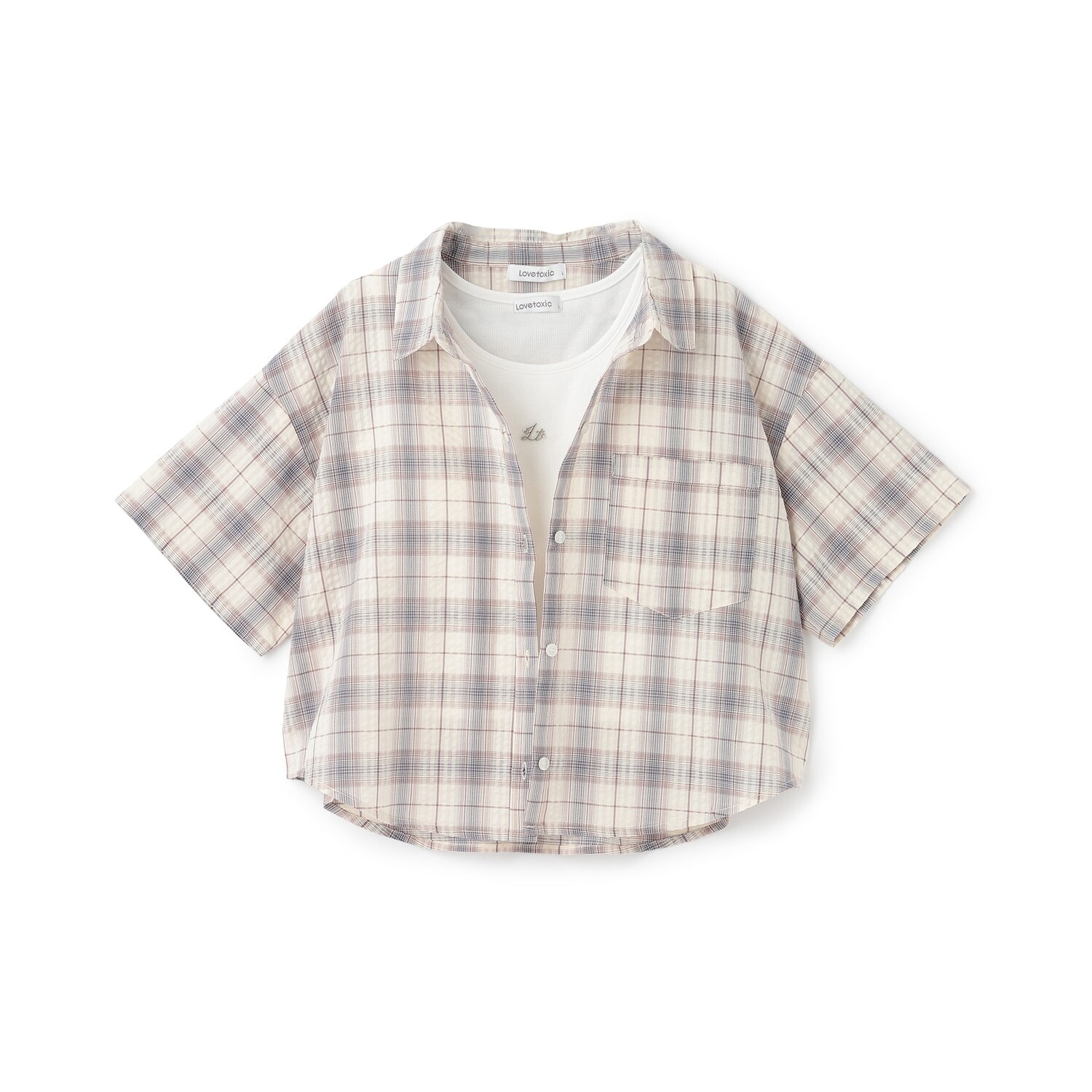 【吸水速乾】インナーつきシアークロップド半袖シャツ