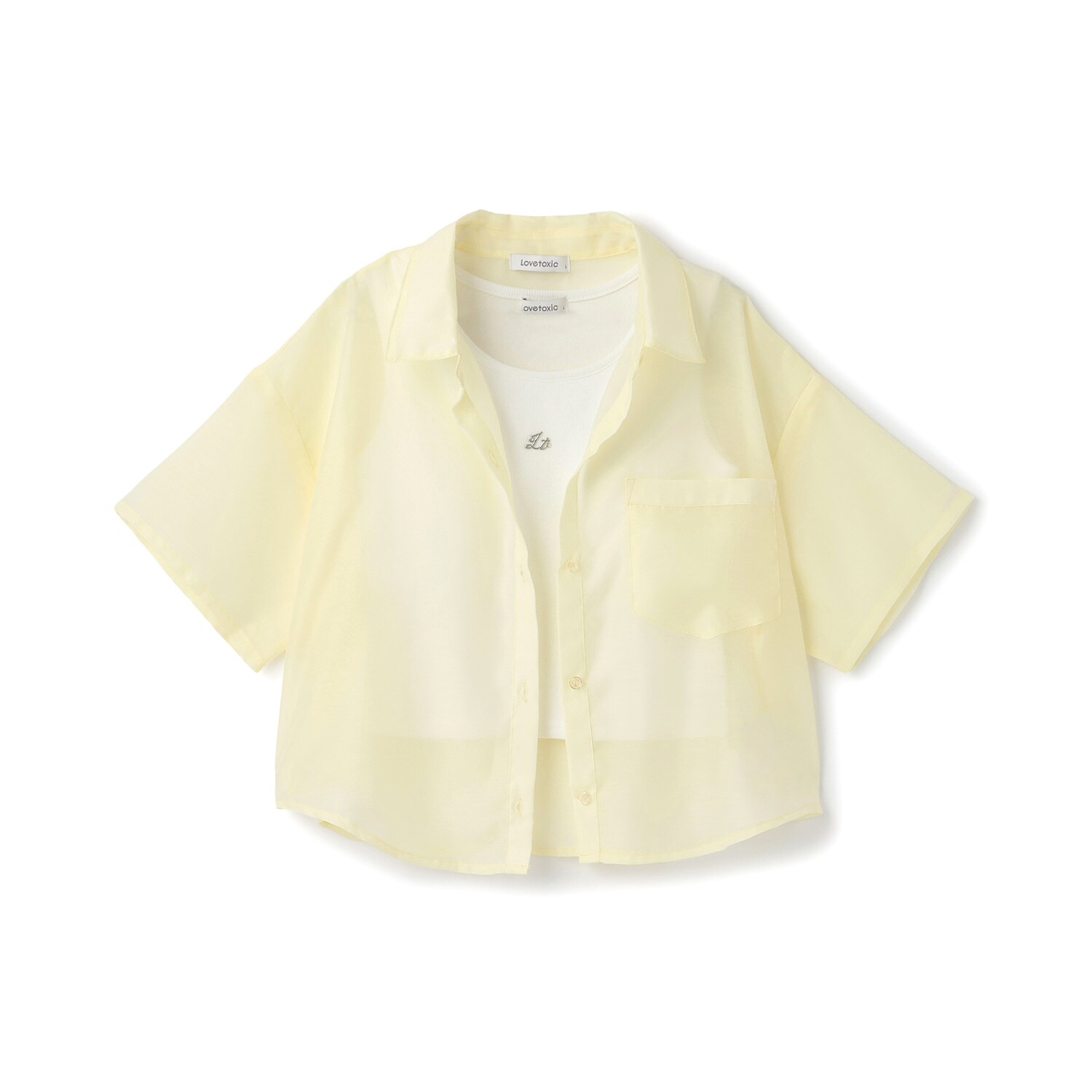 【吸水速乾】インナーつきシアークロップド半袖シャツ