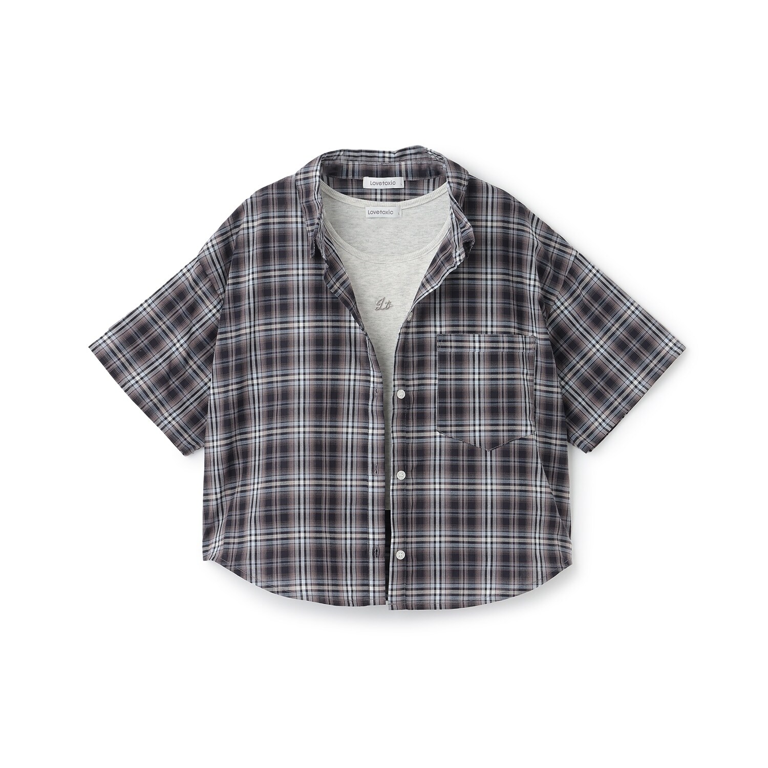 【吸水速乾】インナーつきシアークロップド半袖シャツ