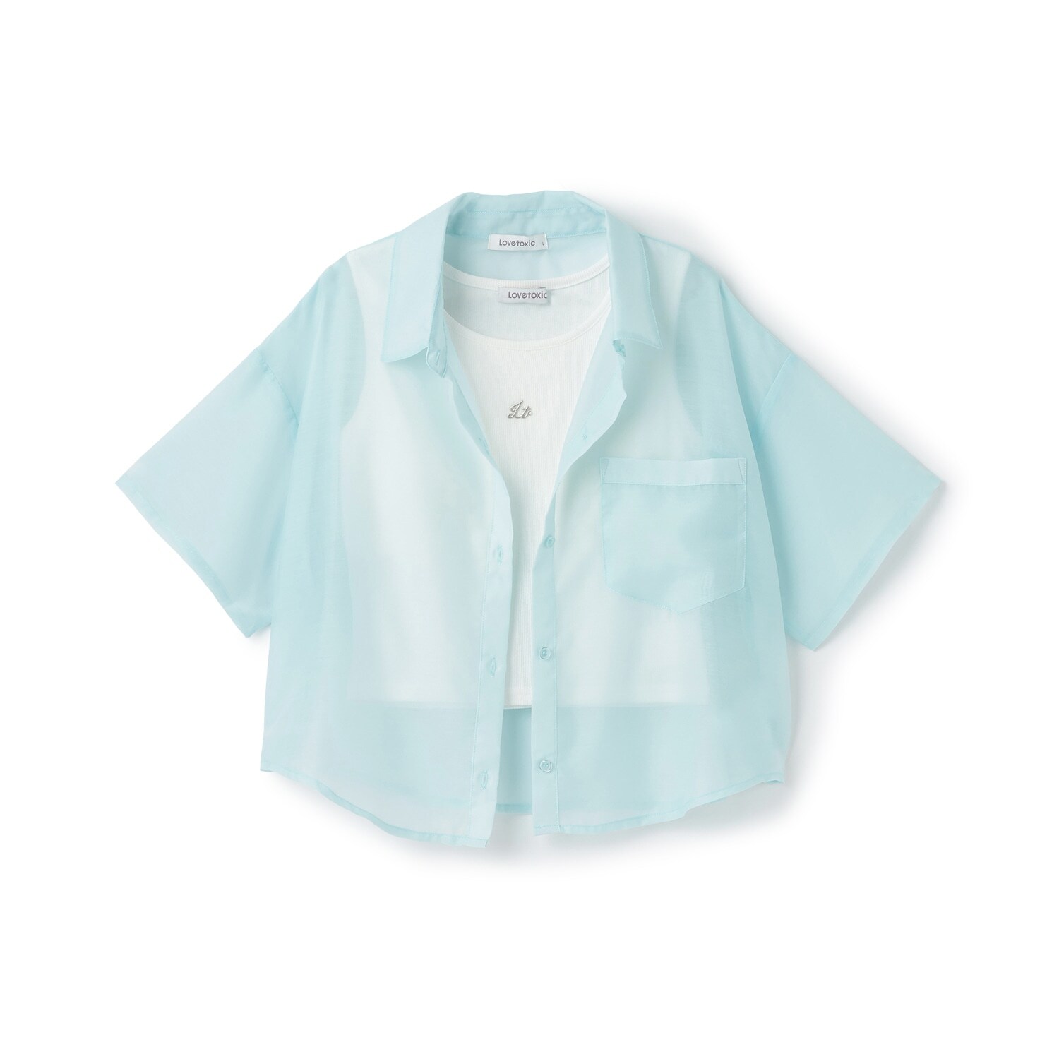 【吸水速乾】インナーつきシアークロップド半袖シャツ