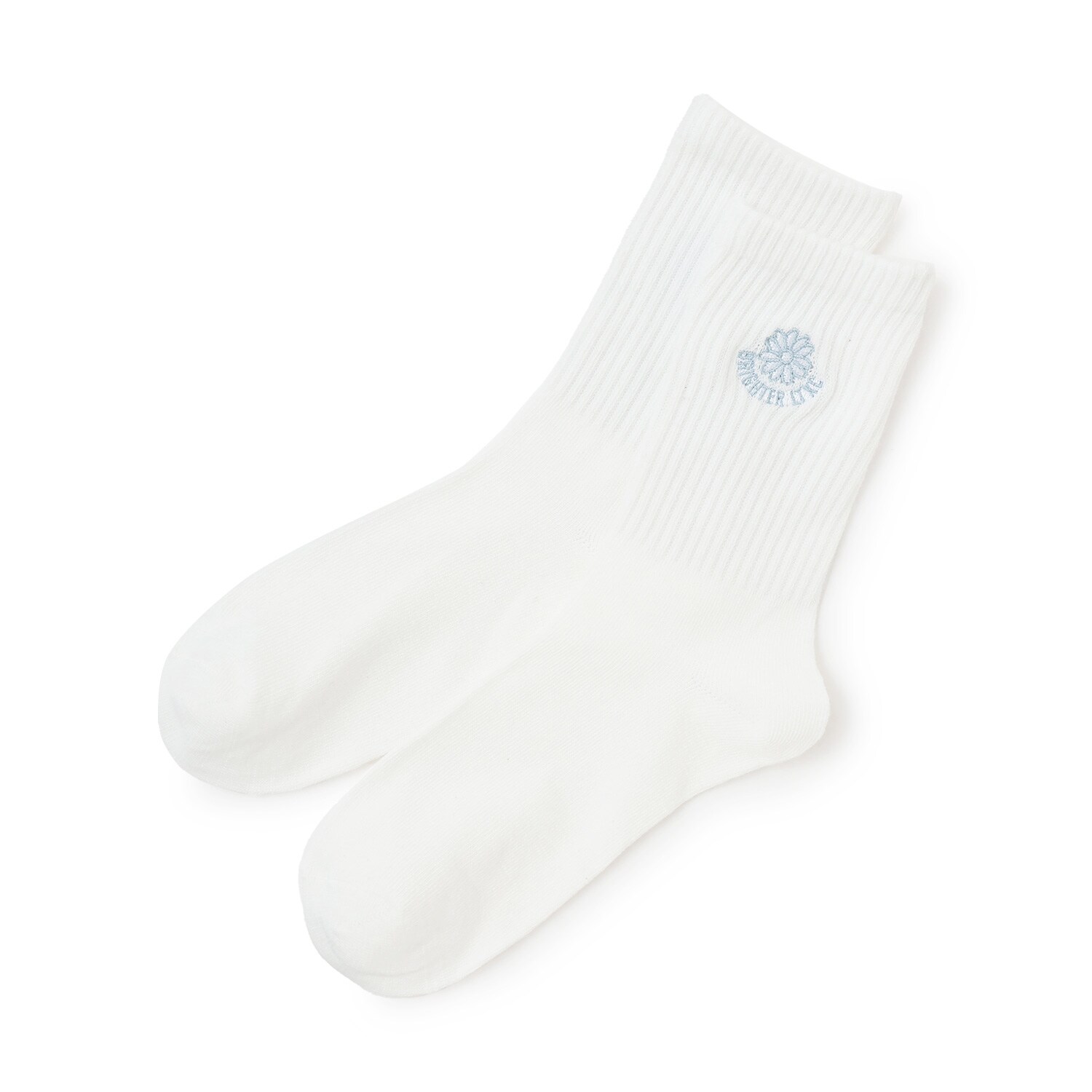 フラワー刺しゅうクルーソックス