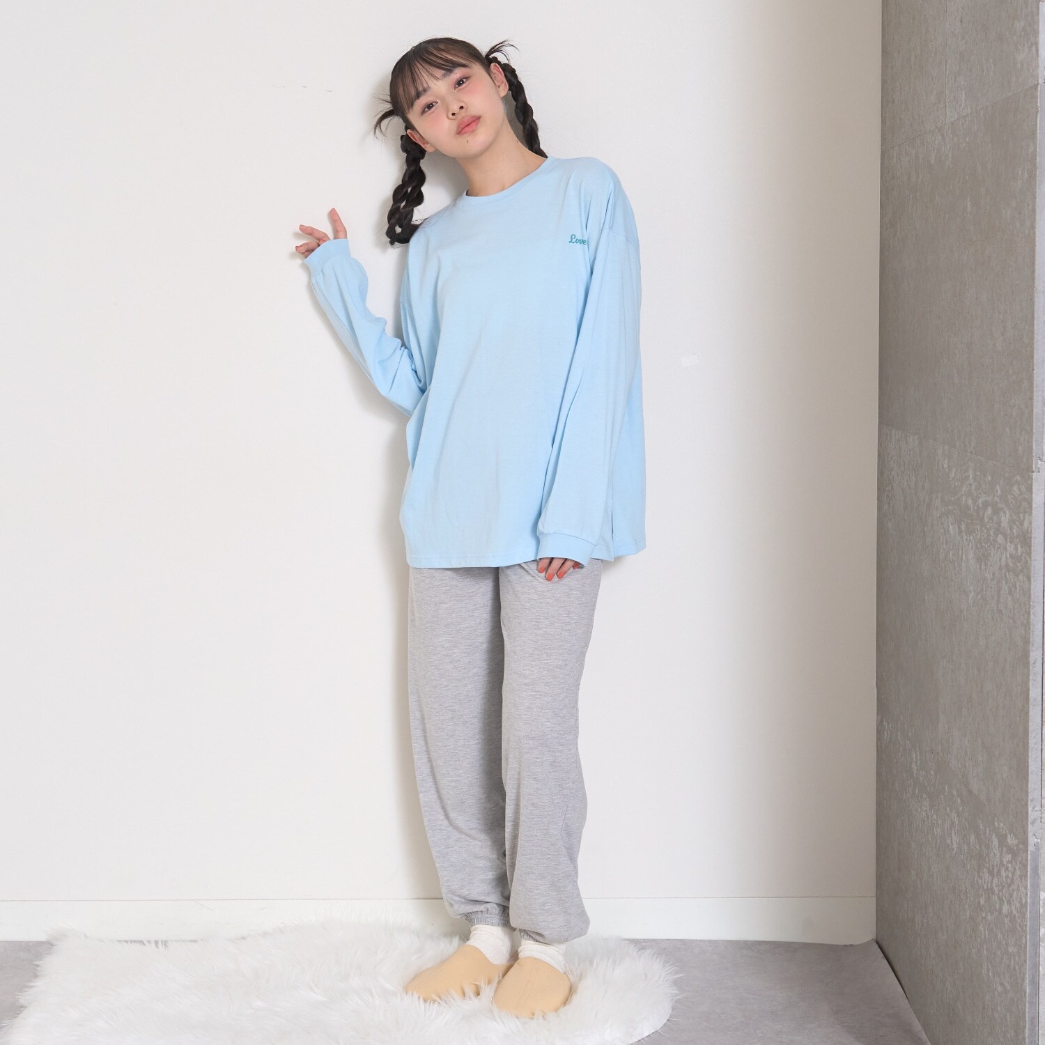 【ルームウェア/パジャマ】サガラ刺しゅうプリント長袖セット