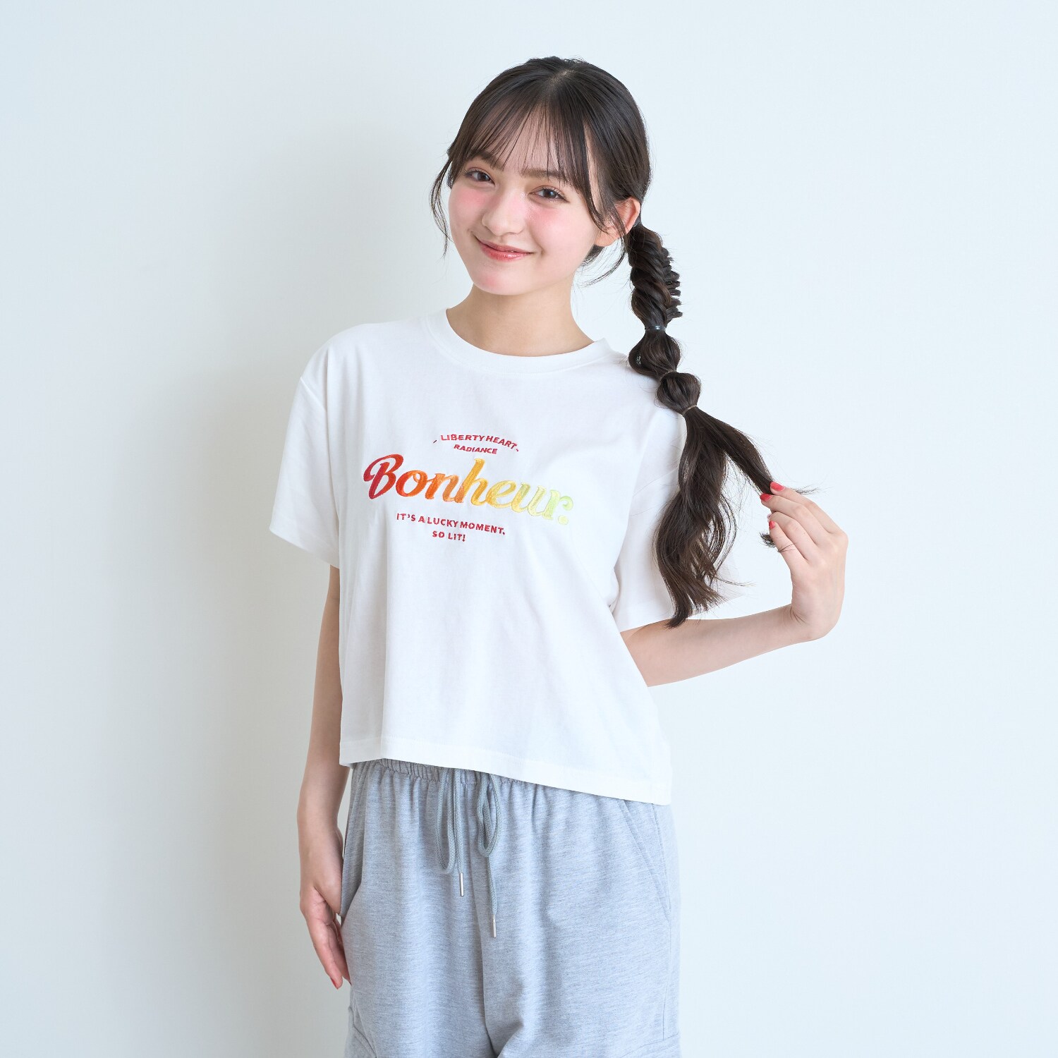 【綿100%】グラデーションロゴ刺しゅう半袖T