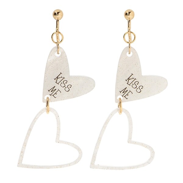 2連ラメハートイヤリング