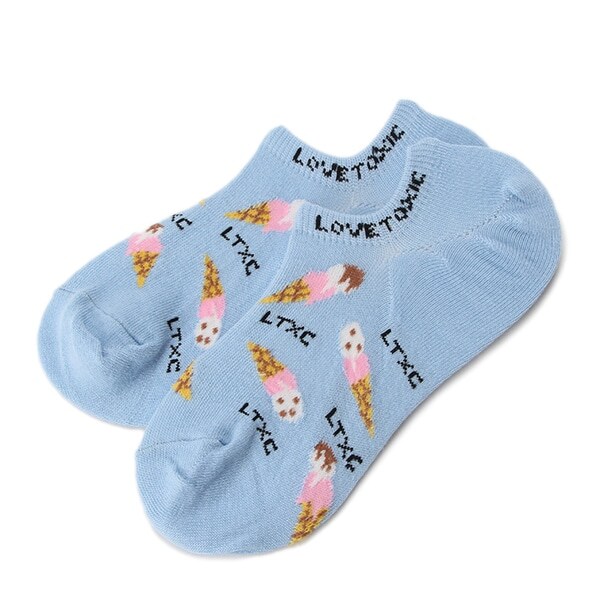 フードモチーフ総柄スニーカー丈ソックス