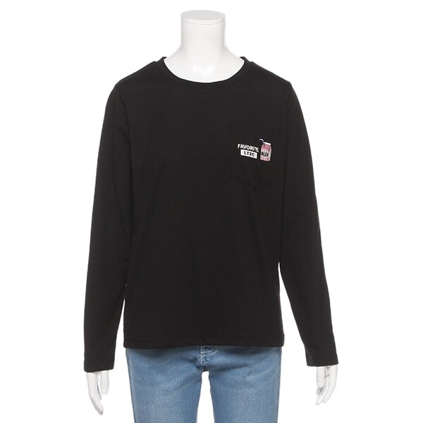 ワンポイント刺しゅうポケットつきTシャツ