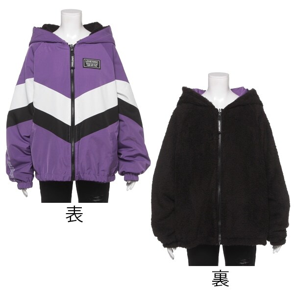 配色切替×ボア リバーシブルマウンテンパーカー