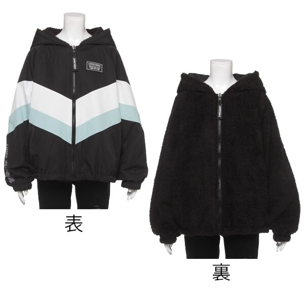 配色切替×ボア リバーシブルマウンテンパーカー