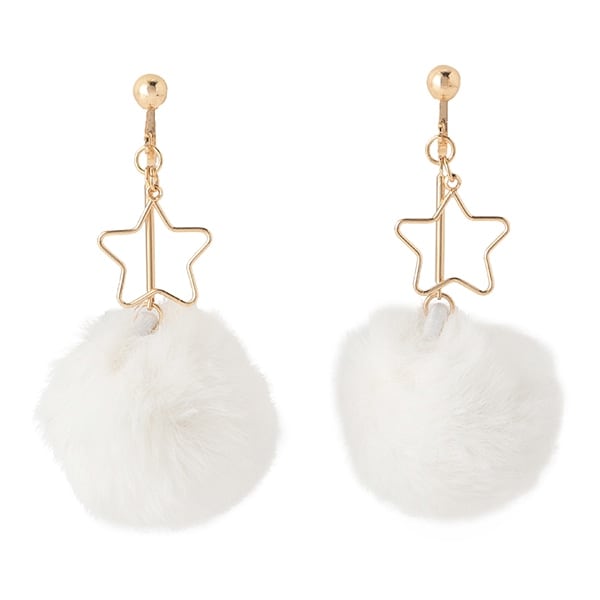 ロングポンポン×スターイヤリング