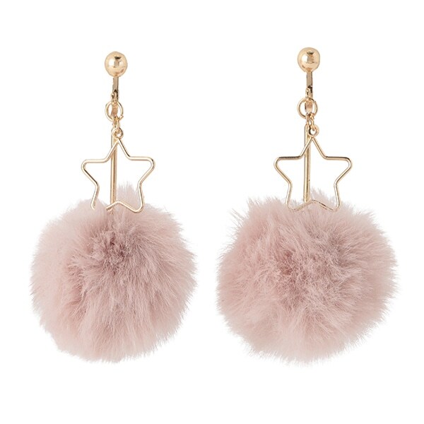 ロングポンポン×スターイヤリング